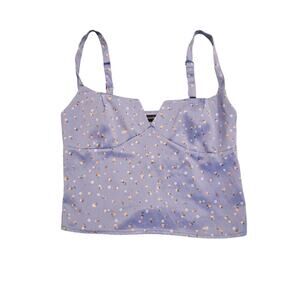 Glassons Floral Bustier Crop Top  AU Size 10 Blue Print Corset Adjustable Straps